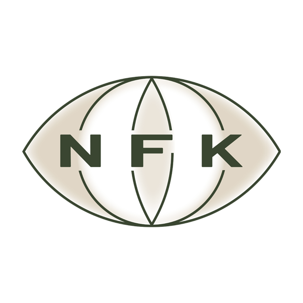 Logo NFK - ein Auge in grün, beige gehalten