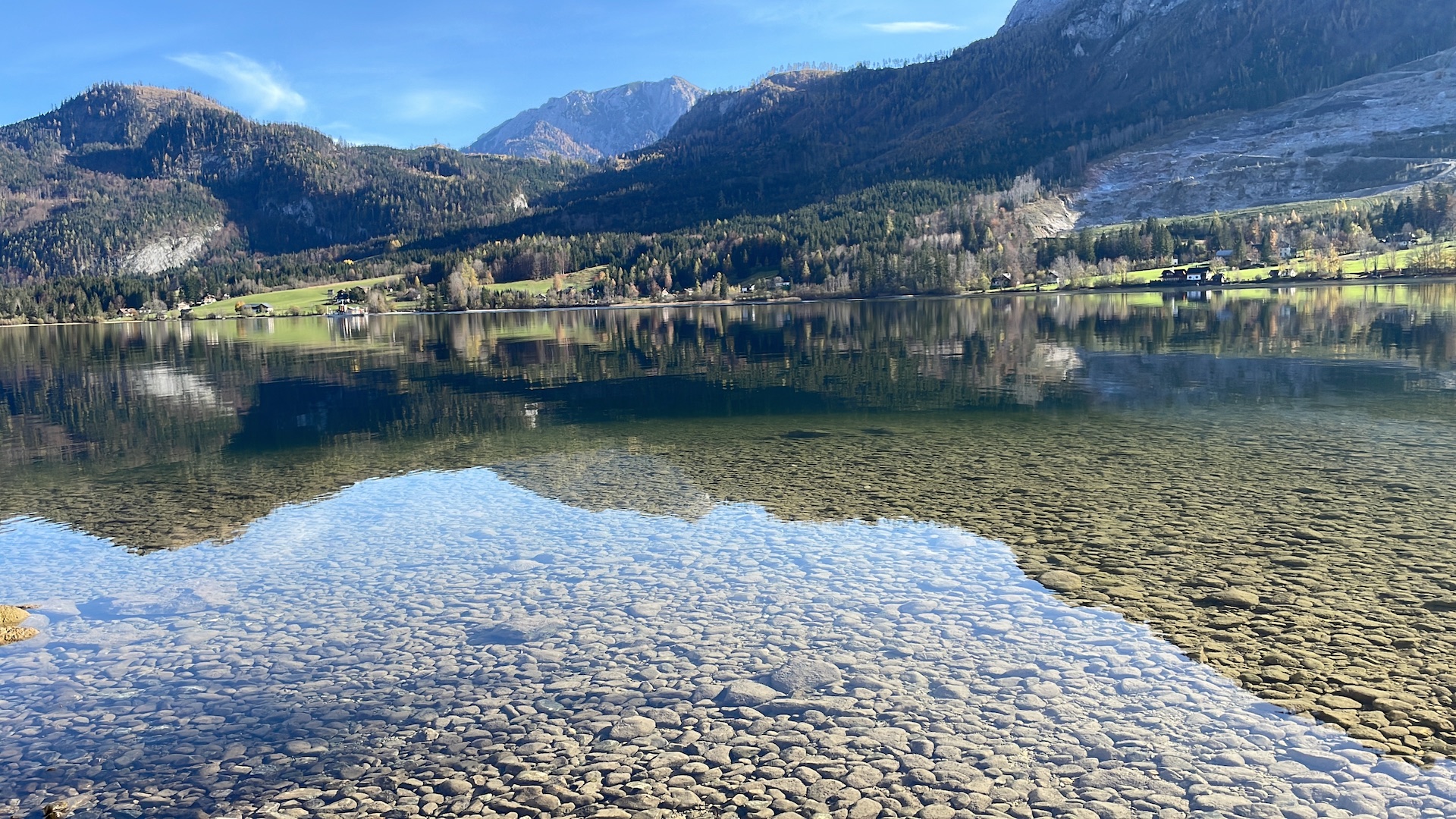 Landschaft spiegelt sich im Altausseersee